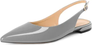Eldof Women Low Heels Pointed Closed Toe Slingback Flats Ankle Straps Pumps Classic Dressy Elegant Shoes 1 Inch