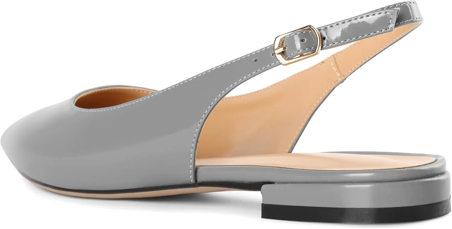 Eldof Women Low Heels Pointed Closed Toe Slingback Flats Ankle Straps Pumps Classic Dressy Elegant Shoes 1 Inch