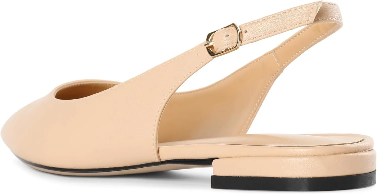 Eldof Women Low Heels Pointed Closed Toe Slingback Flats Ankle Straps Pumps Classic Dressy Elegant Shoes 1 Inch