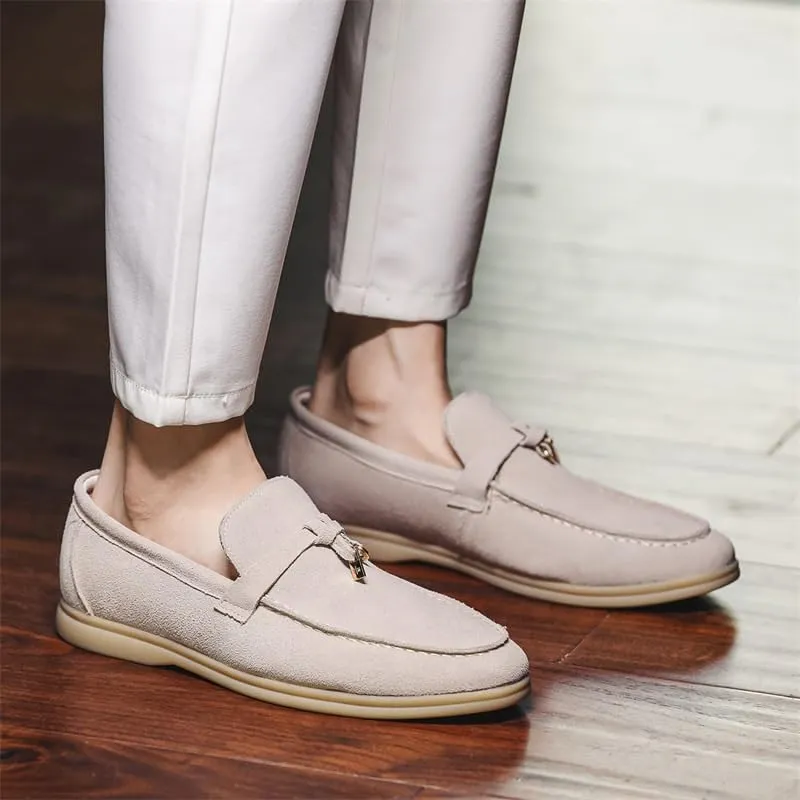 Elegant Men's Suede Leather Penny Loafers with Chunky Platform, Non-Slip Lug Sole, and Round Toe Design for Business and Casual Wear