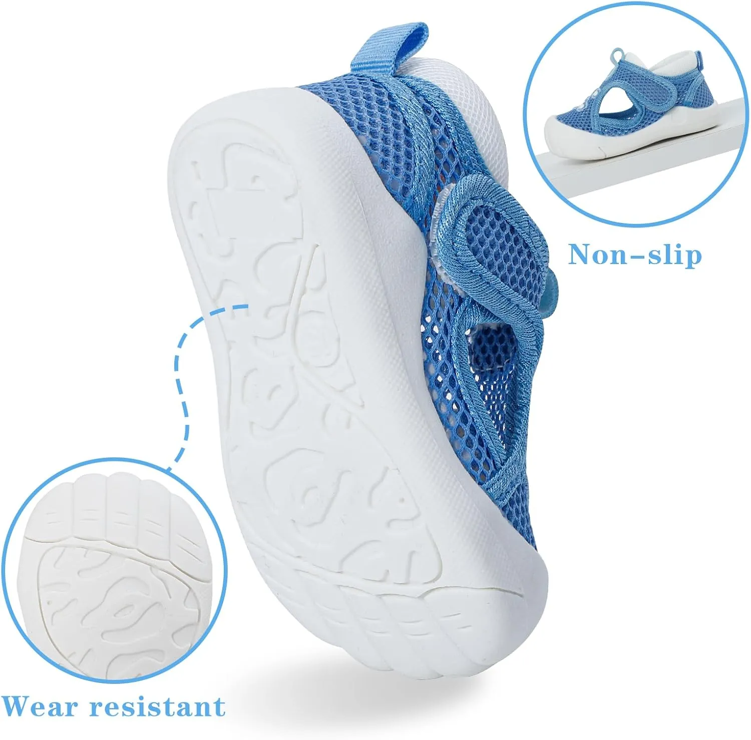 ESTAMICO Baby Girls' Summer Sandals Toe Protection Athletic Sports Sandal Non-Slip First Walking Shoes