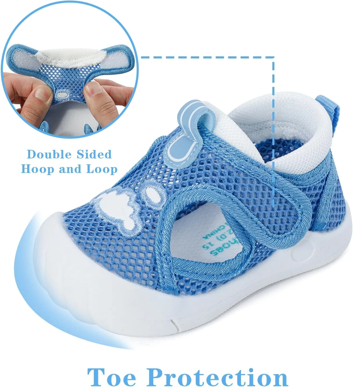 ESTAMICO Baby Girls' Summer Sandals Toe Protection Athletic Sports Sandal Non-Slip First Walking Shoes