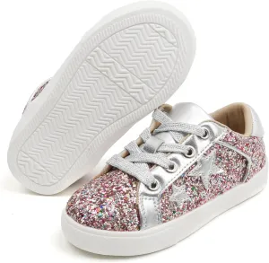Felix & Flora Toddler/Little Kid Girls Running Shoes Sports Sneakers Princess Casual Glitter Shoes.