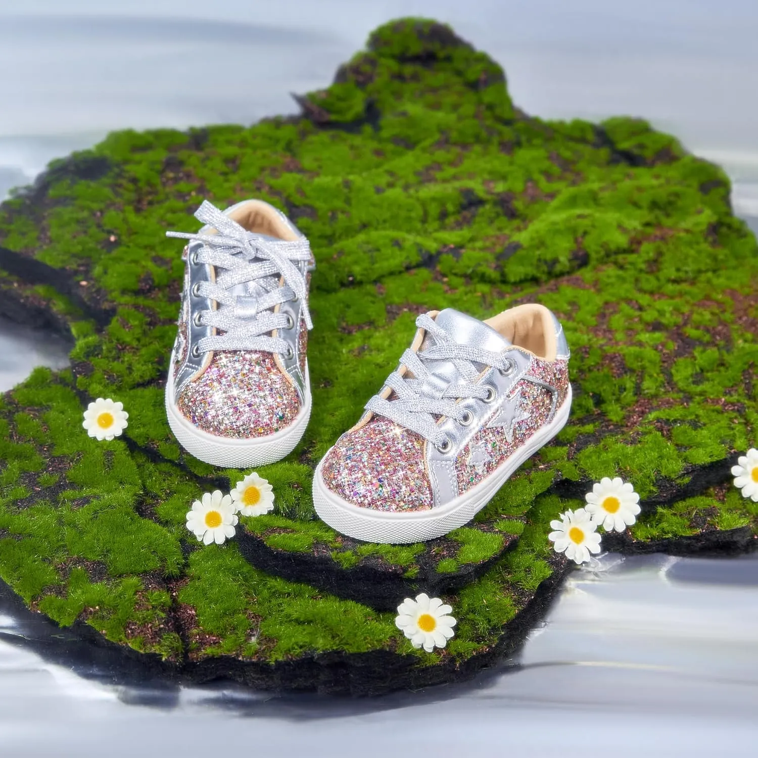 Felix & Flora Toddler/Little Kid Girls Running Shoes Sports Sneakers Princess Casual Glitter Shoes.