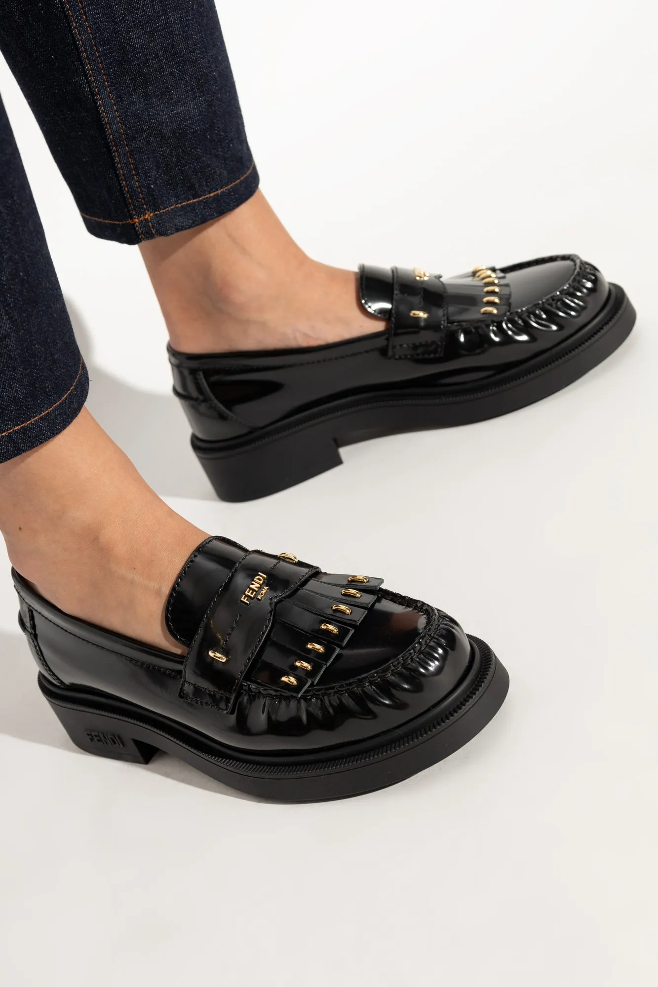 Fendi Leather shoes type loafers in BLACK - 39