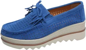 FENIKUSU Women's Platform Loafer Shoes Soft-Soled Slip on Leather Penny Shoes Casual Flatform Sneakers