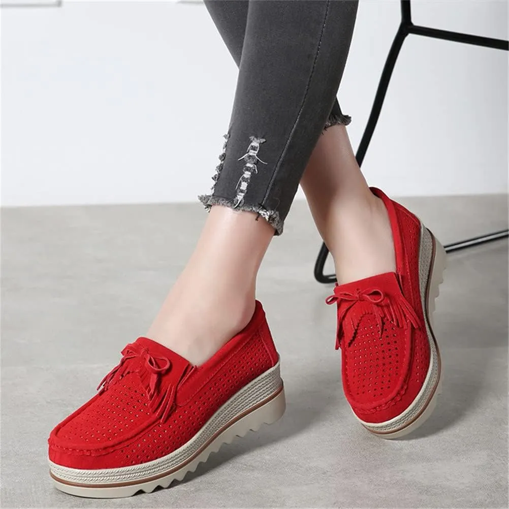 FENIKUSU Women's Platform Loafer Shoes Soft-Soled Slip on Leather Penny Shoes Casual Flatform Sneakers