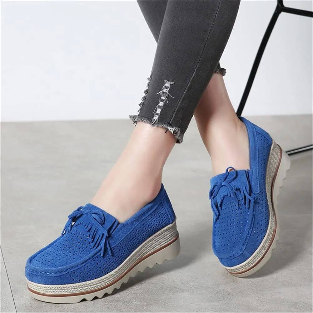 FENIKUSU Women's Platform Loafer Shoes Soft-Soled Slip on Leather Penny Shoes Casual Flatform Sneakers