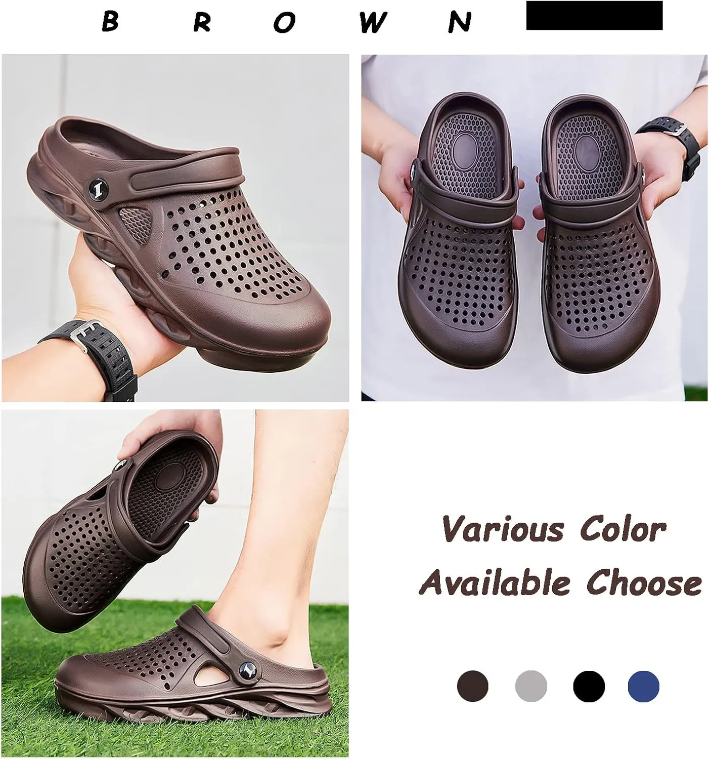 FLIOZY Garden Clogs Mens Water Clogs Summer Breathable Sports Sandals Slip On Beach Sandals Outdoor Indoor Garden Shoes