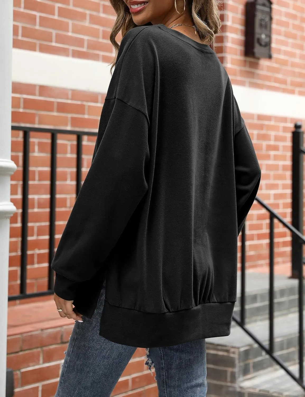 Florboom Womens Oversized Sweatshirts Crew Neck Long Sleeve Tunic Top Casual Fall Soft Pullover
