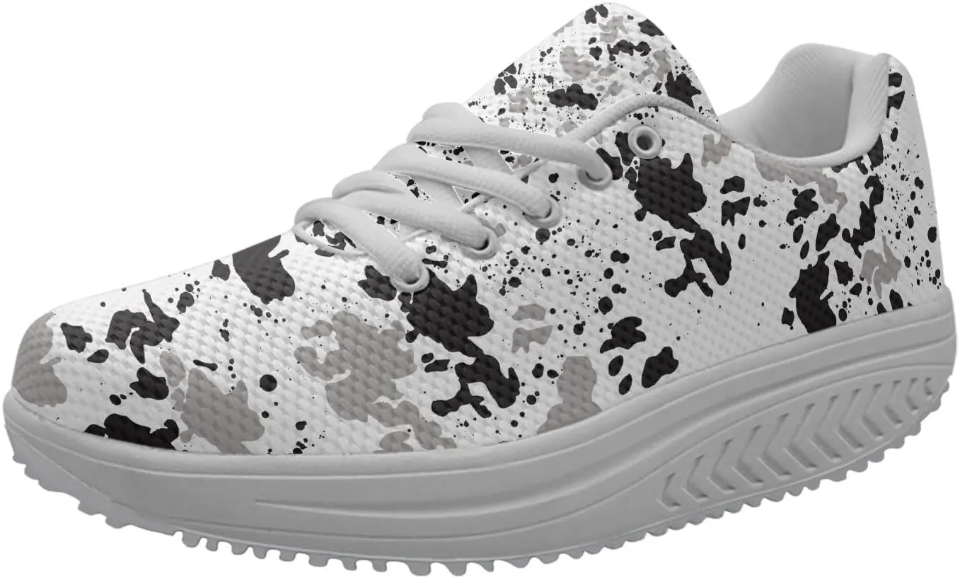 FOR U DESIGNS Women Sneaker Platform Wedge Sneakers Breathable Comfort Walking Shoes Running Shoes