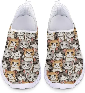 Forchrinse Floral Corgi Print Women’s Men’s Slip on Shoes Soft Mesh Walking Sneakers Sport Causal Travel Shoes Breathable