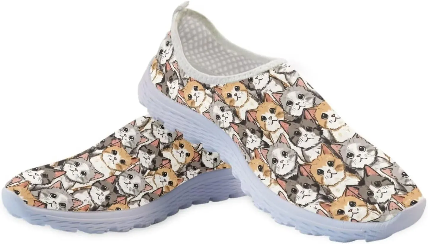 Forchrinse Floral Corgi Print Women’s Men’s Slip on Shoes Soft Mesh Walking Sneakers Sport Causal Travel Shoes Breathable