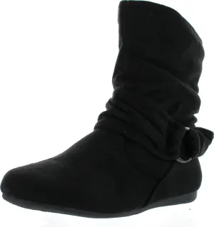 Forever Link Women's Fashion Mid Calf Flat Heel Side Zipper Slouch Boots Booties