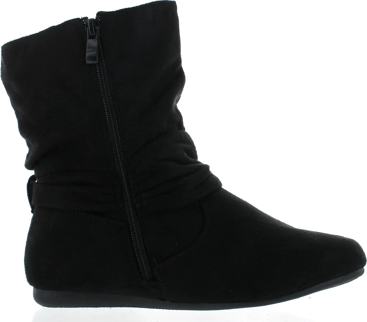 Forever Link Women's Fashion Mid Calf Flat Heel Side Zipper Slouch Boots Booties