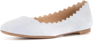 FOWT Suede Classic Round Toe Ballet Flats Wave Pattern Edge Super Low Heel Flat Solid Color Full Size Comfort Party Dress Casual Shoes 4-16 M US