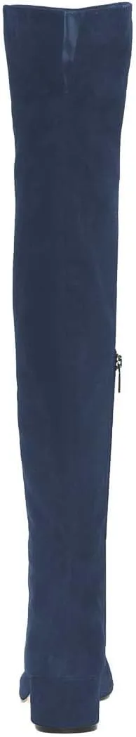 FOWT Women Round Toe Stretchy Over The Knee Boots Block Low Heel Thigh High Boot Side Zipper Comfy Winter Outdoor Warm Dress Shoes Size 4-16 US