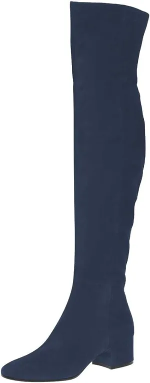 FOWT Women Round Toe Stretchy Over The Knee Boots Block Low Heel Thigh High Boot Side Zipper Comfy Winter Outdoor Warm Dress Shoes Size 4-16 US
