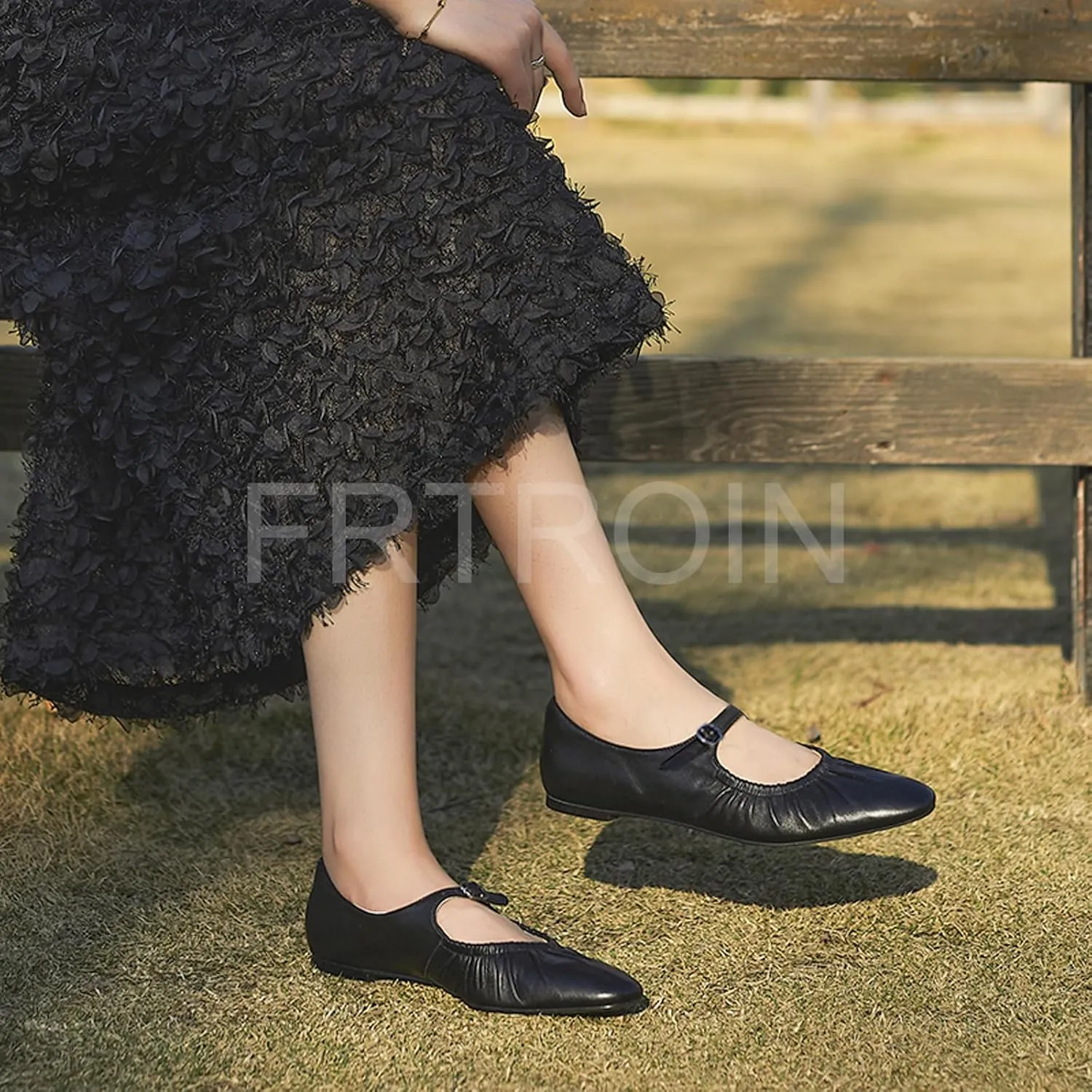 FRTROIN Mary Jane Dress Shoes for Women 2025 Comfortable Casual Work Black Ballet Flats