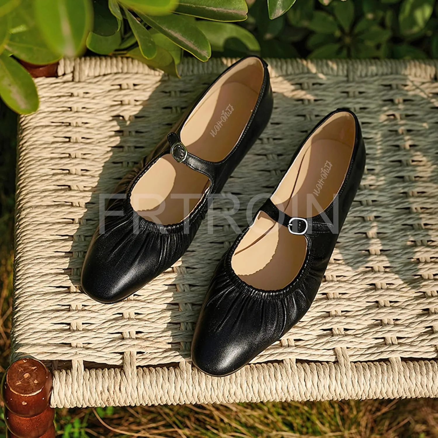 FRTROIN Mary Jane Dress Shoes for Women 2025 Comfortable Casual Work Black Ballet Flats