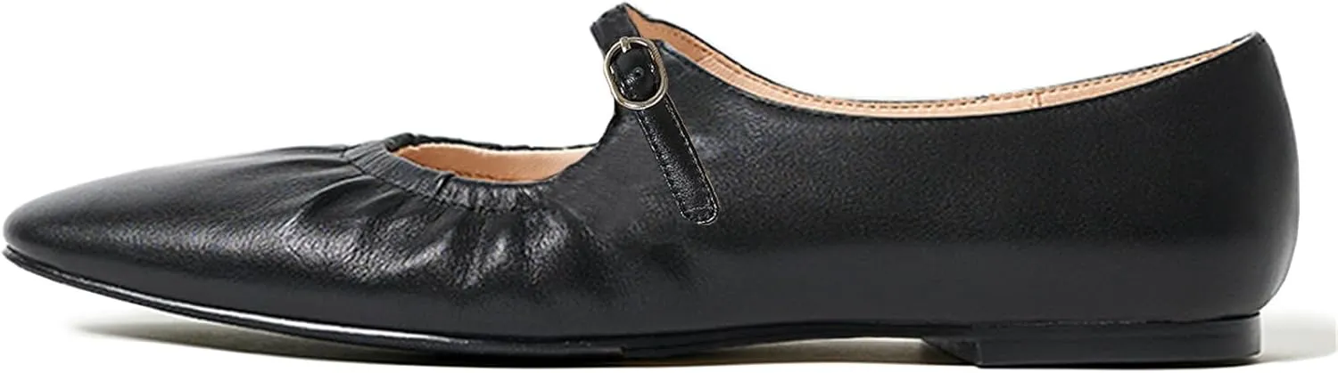 FRTROIN Mary Jane Dress Shoes for Women 2025 Comfortable Casual Work Black Ballet Flats