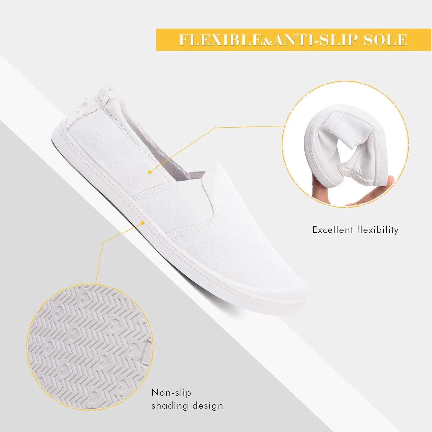 FUNKYMONKEY Shoes for Women, Comfort Low Top Canvas Slip On Sneakers Classic Casual Walking Shoes