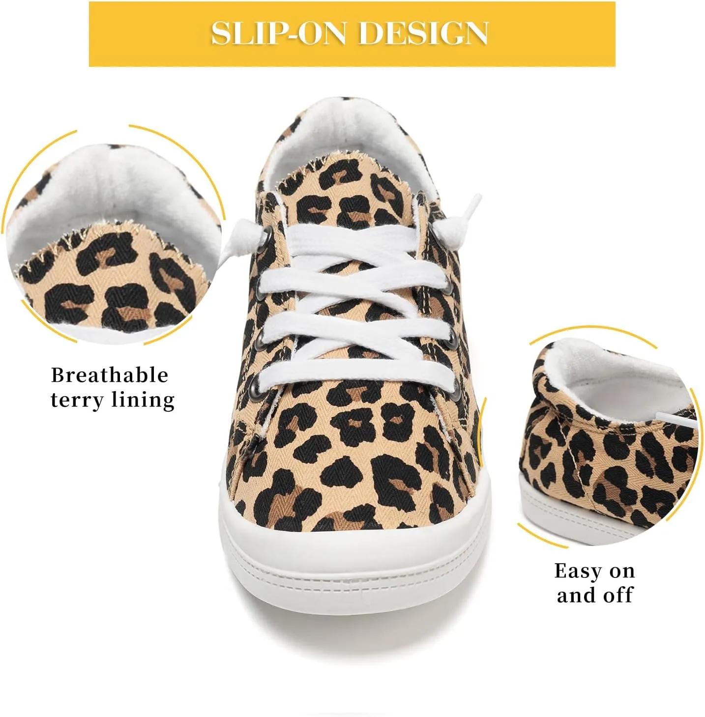 FUNKYMONKEY Shoes for Women, Comfort Low Top Canvas Slip On Sneakers Classic Casual Walking Shoes