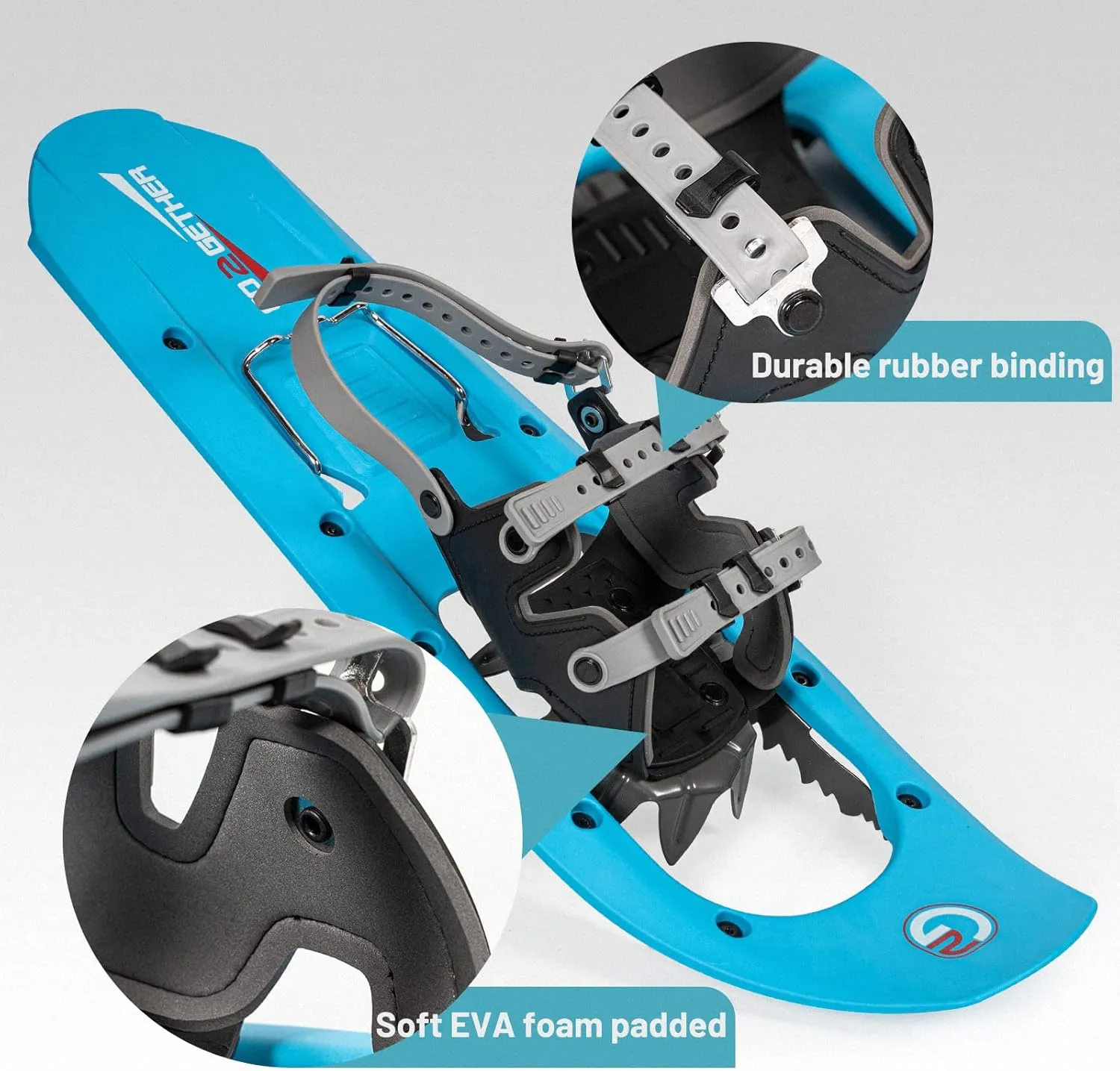 G2 23/25/30 Inch Mountain Terrain Snowshoes with Trekking Poles Set, Special Steel Traction Rails, EVA Foam Padded, Flexible Pivot Bar, Tote Bag, Grey/Blue/Red Available