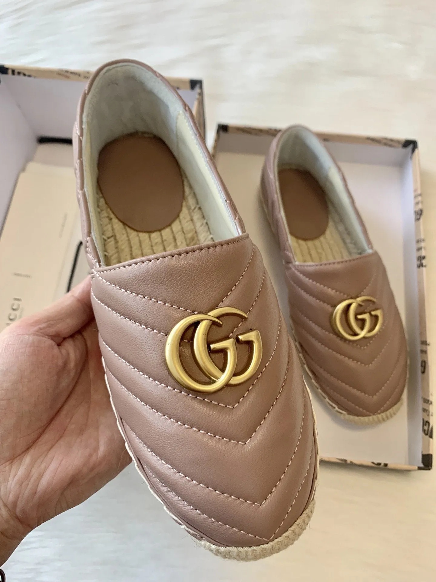 gg espadrilles dark powder pink calfskin