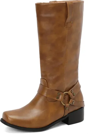 Gicoiz Women Slip On Harness Equestrian Riding Boots Outdoor