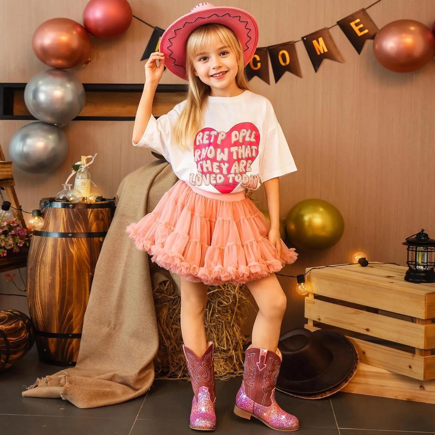 Girls Cowgirl Boots Unisex-Child Mid Calf Glitter Toddler Cowboy Boot Little Big Kids Western Riding Shoes