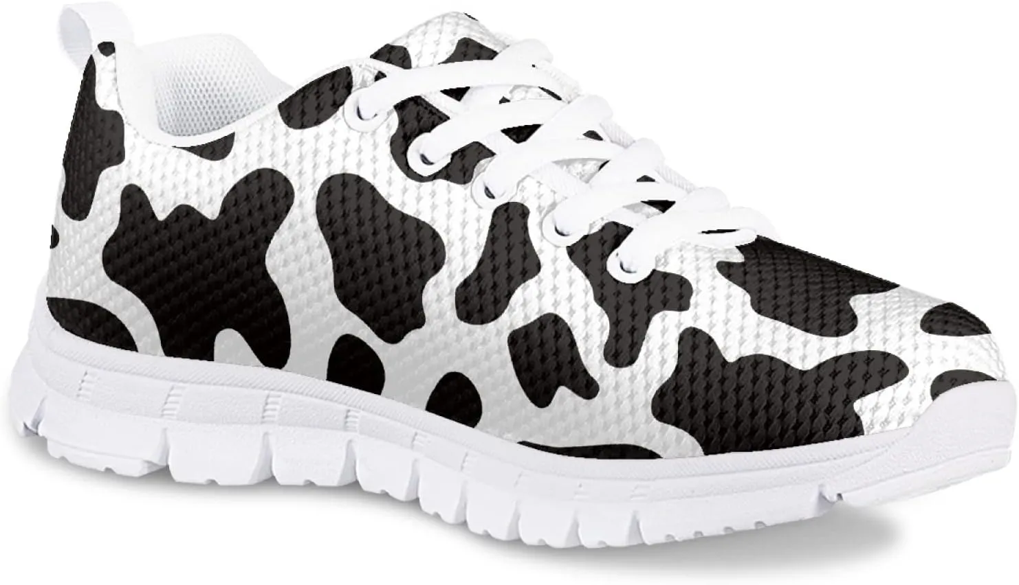 Girls Cute Tennis Shoes Kids Breathable Mesh Running Sneakers Casual Print Lace Up Soft Walking Shoes