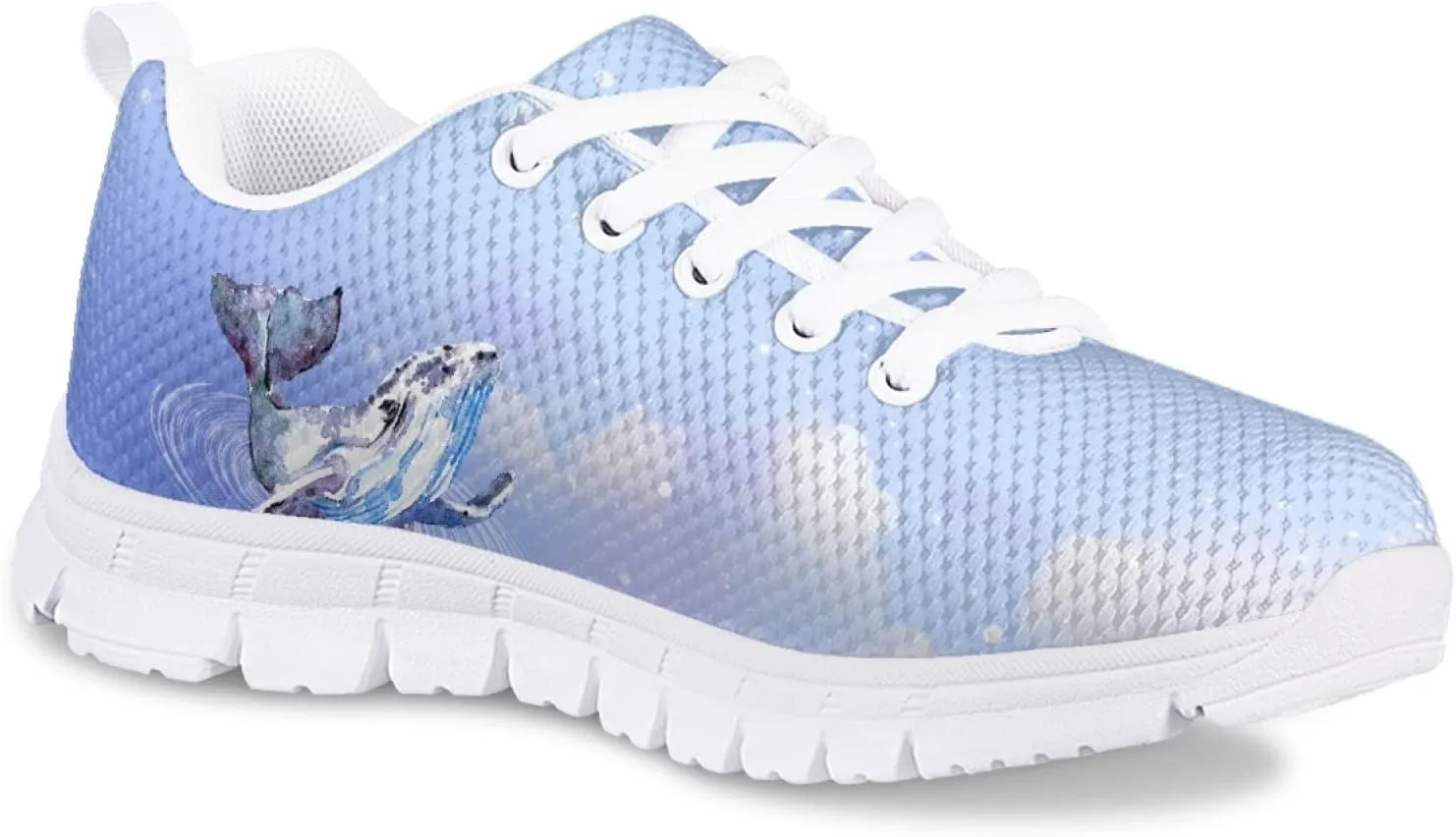 Girls Cute Tennis Shoes Kids Breathable Mesh Running Sneakers Casual Print Lace Up Soft Walking Shoes