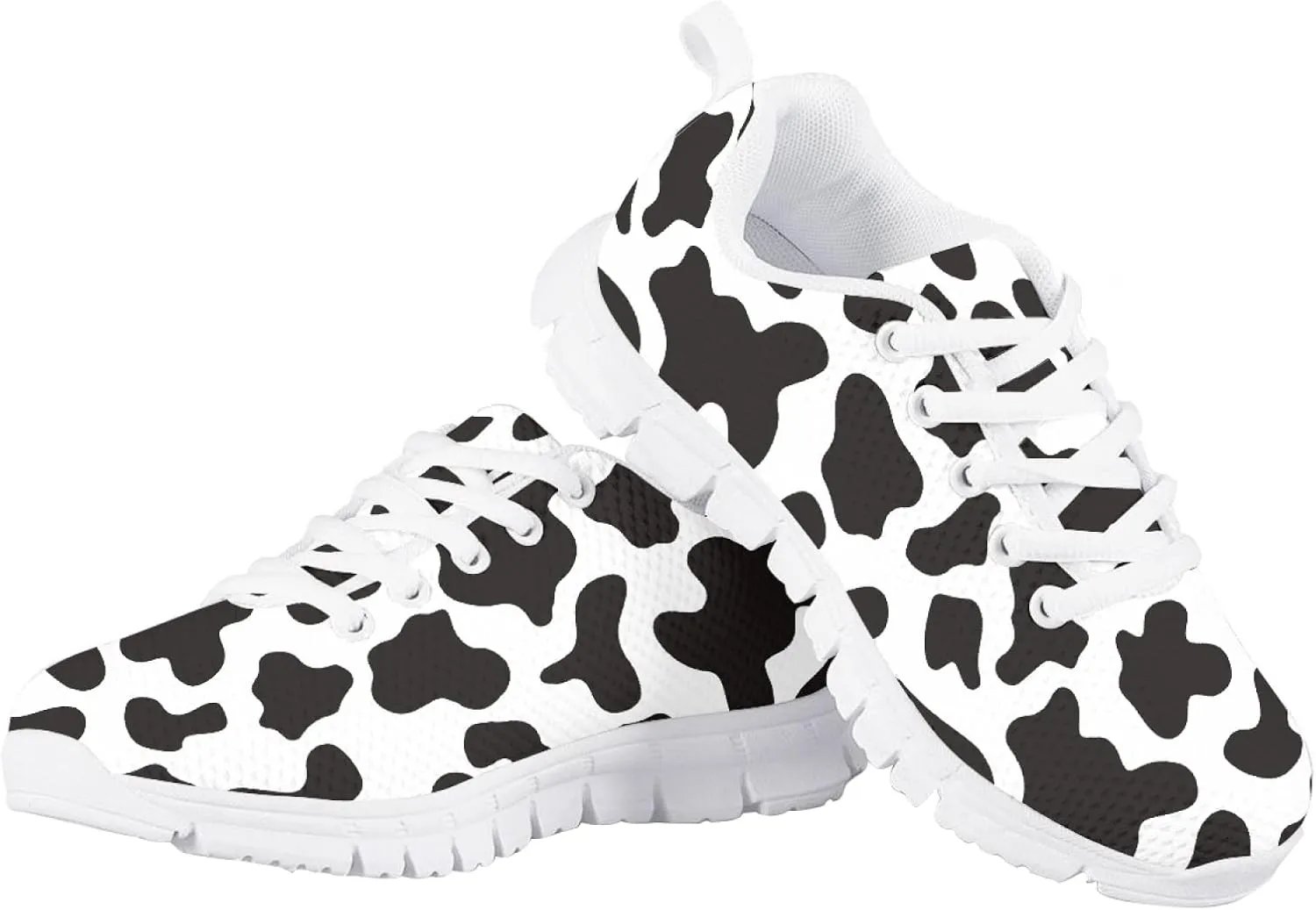 Girls Cute Tennis Shoes Kids Breathable Mesh Running Sneakers Casual Print Lace Up Soft Walking Shoes