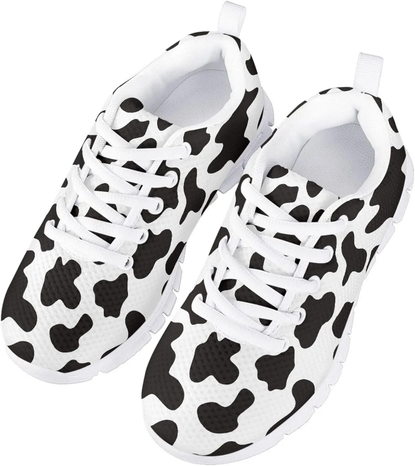 Girls Cute Tennis Shoes Kids Breathable Mesh Running Sneakers Casual Print Lace Up Soft Walking Shoes