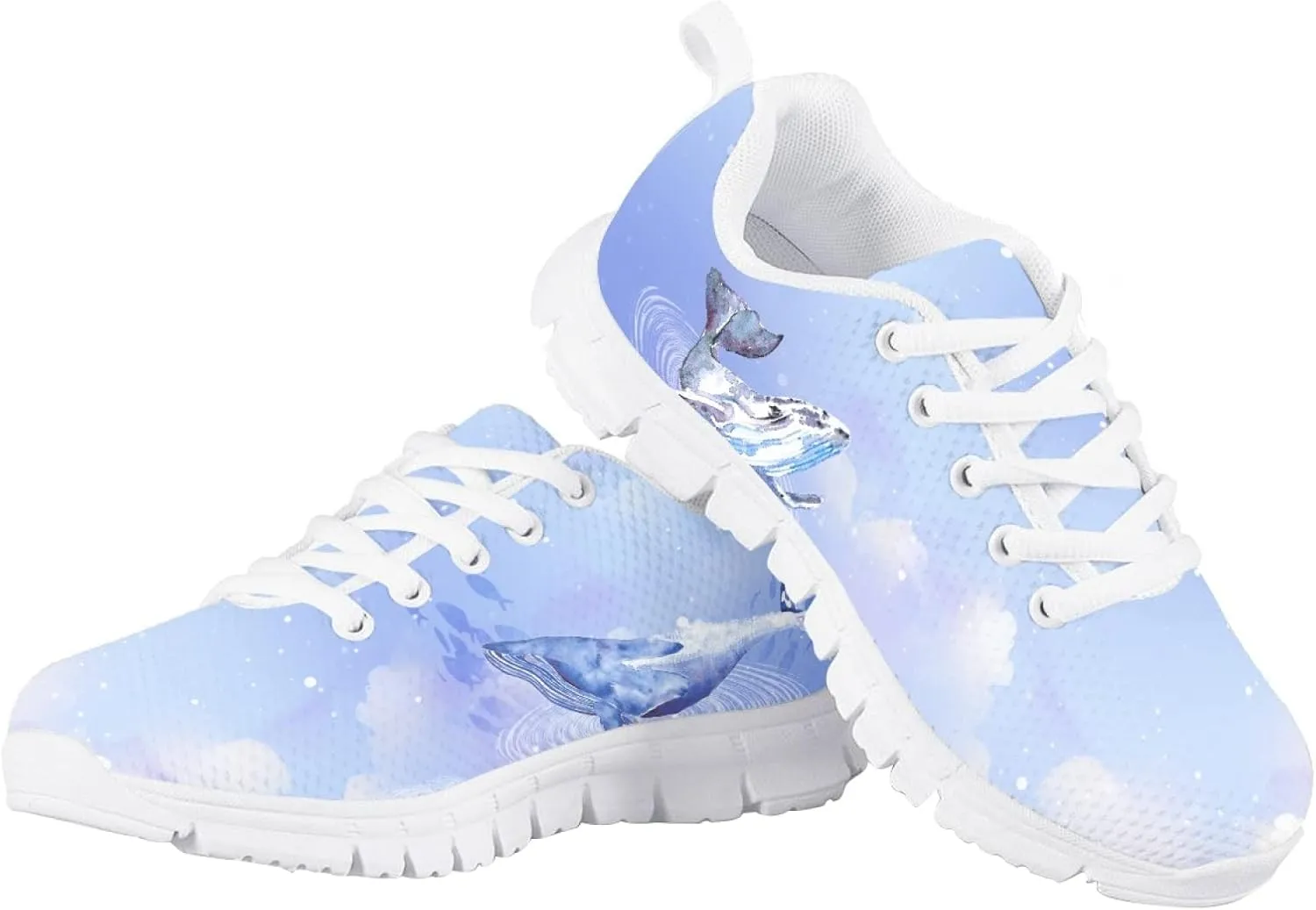 Girls Cute Tennis Shoes Kids Breathable Mesh Running Sneakers Casual Print Lace Up Soft Walking Shoes