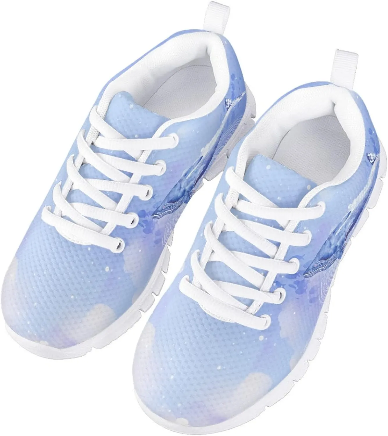 Girls Cute Tennis Shoes Kids Breathable Mesh Running Sneakers Casual Print Lace Up Soft Walking Shoes