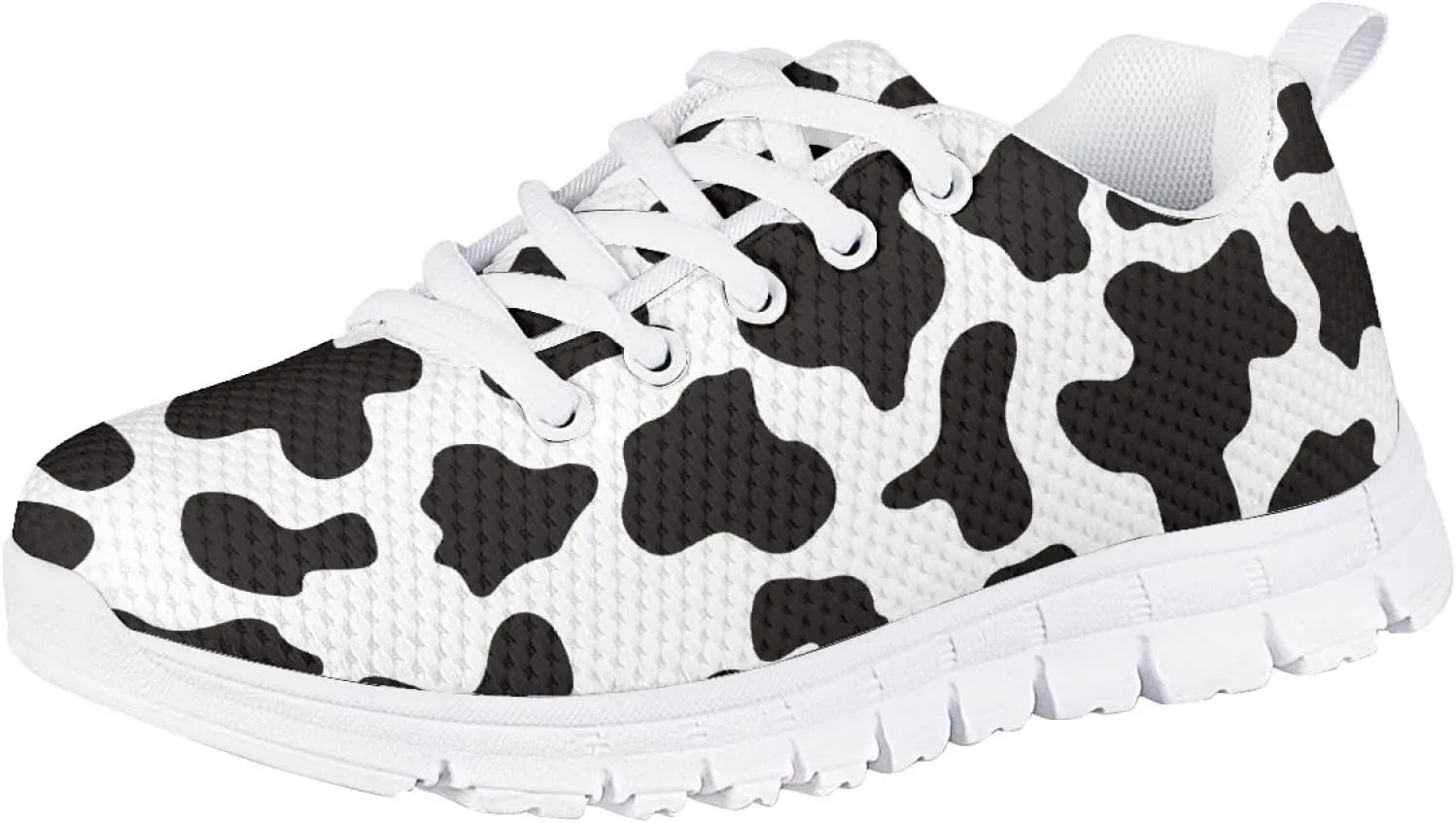 Girls Cute Tennis Shoes Kids Breathable Mesh Running Sneakers Casual Print Lace Up Soft Walking Shoes