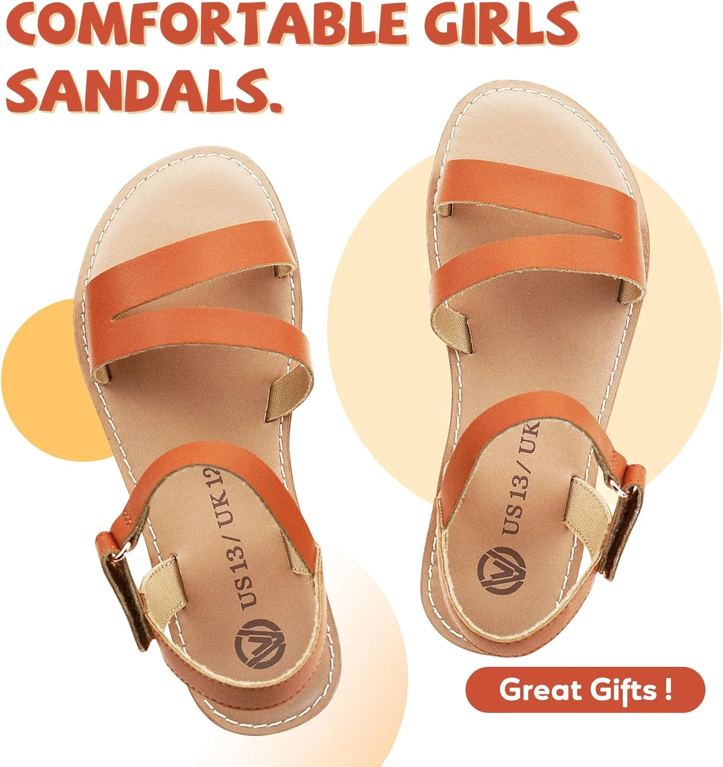 Girls Sandals Open Toe Strappy Summer Shoes Dress Sandals for Girls