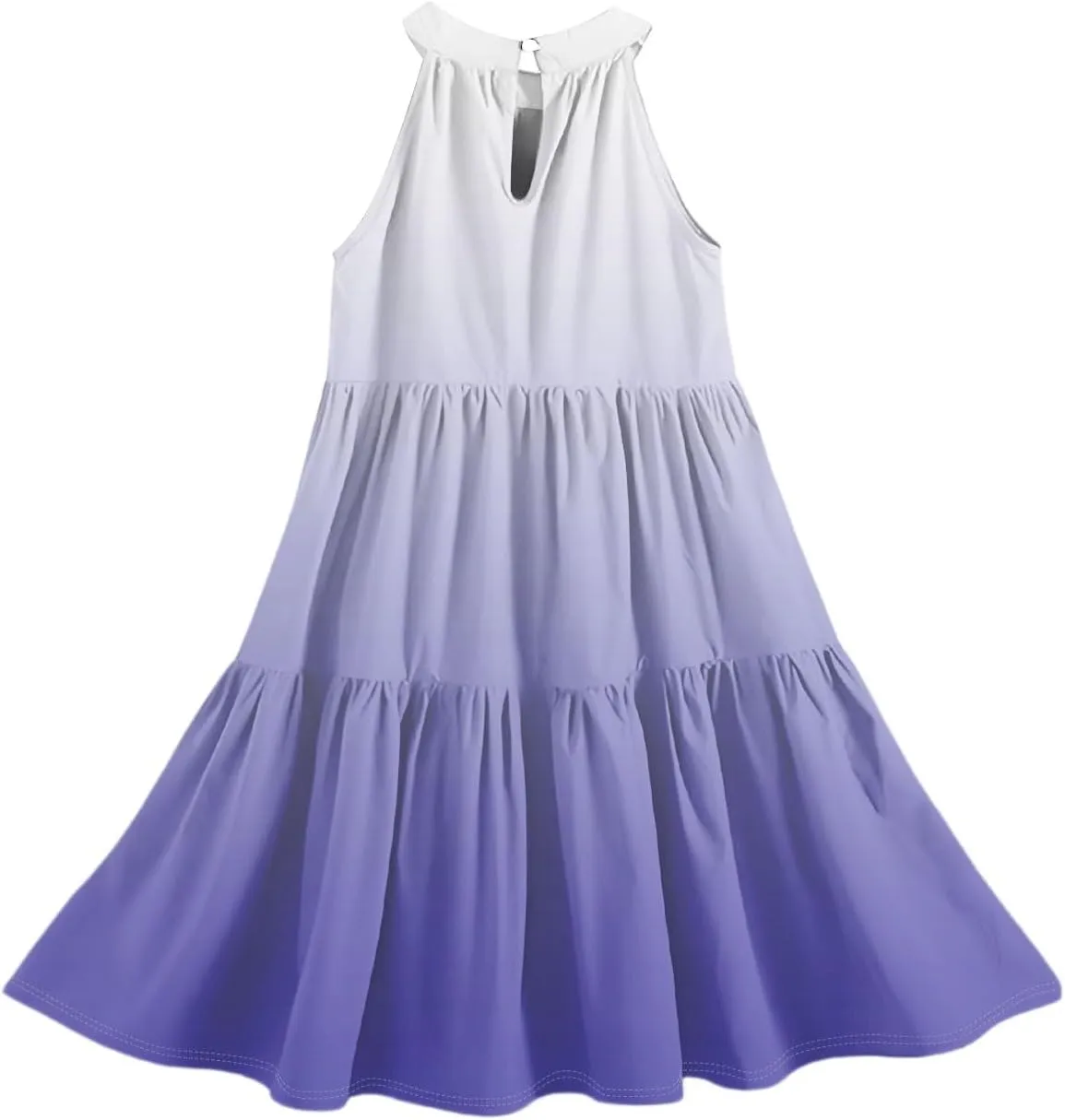 Girls' Sleeveless Color Block Dress Summer Casual Tiered Sundress for Kids Lightweight and Breathable