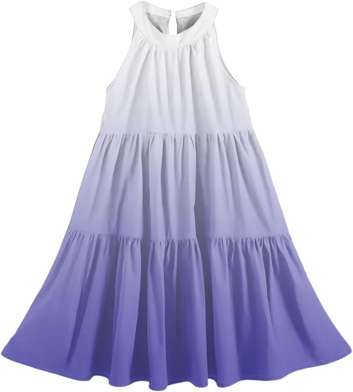 Girls' Sleeveless Color Block Dress Summer Casual Tiered Sundress for Kids Lightweight and Breathable