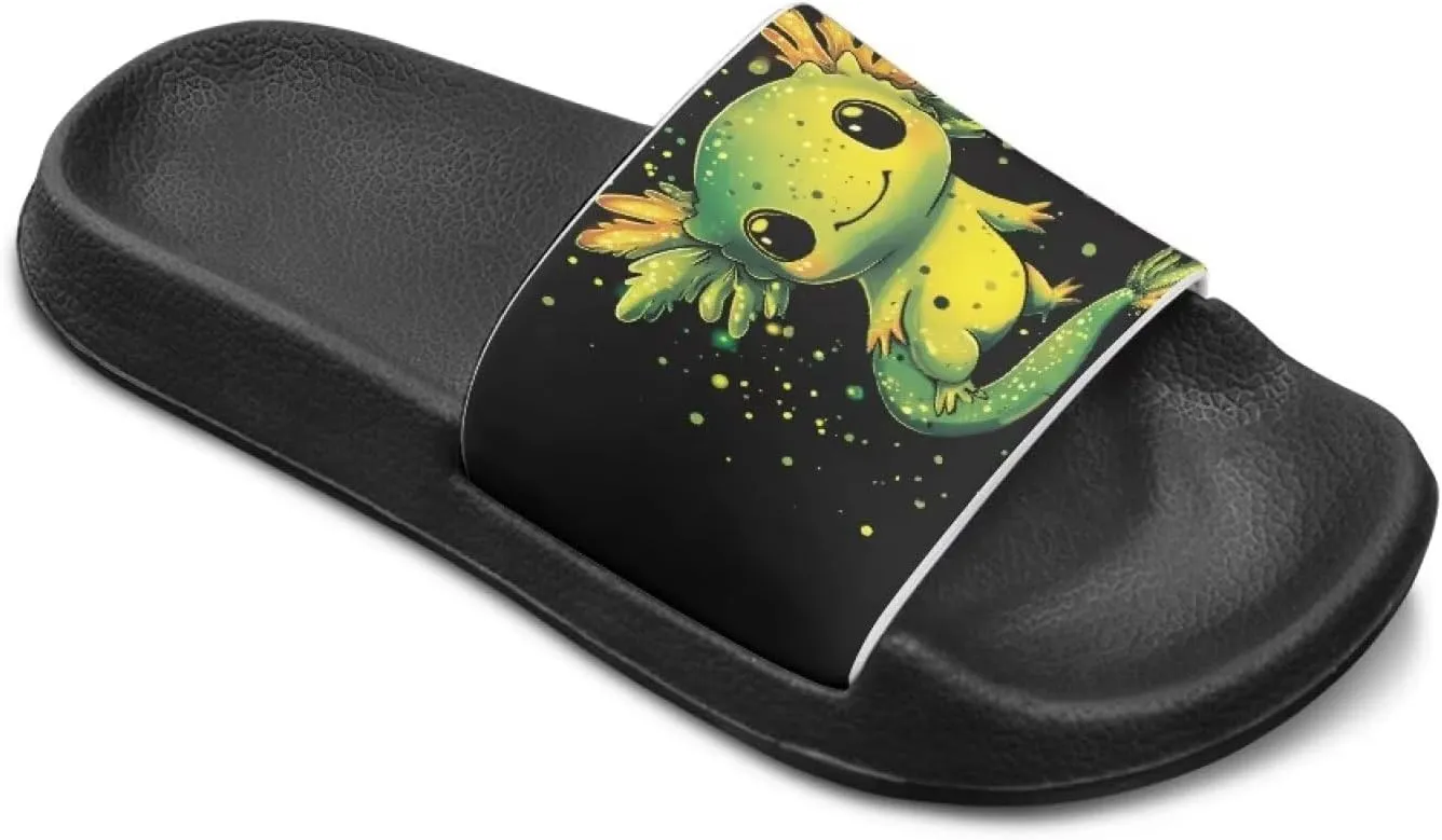 Girls Slide Sandals Axolotl Theme Summer Slippers for Kids Shower Shoes