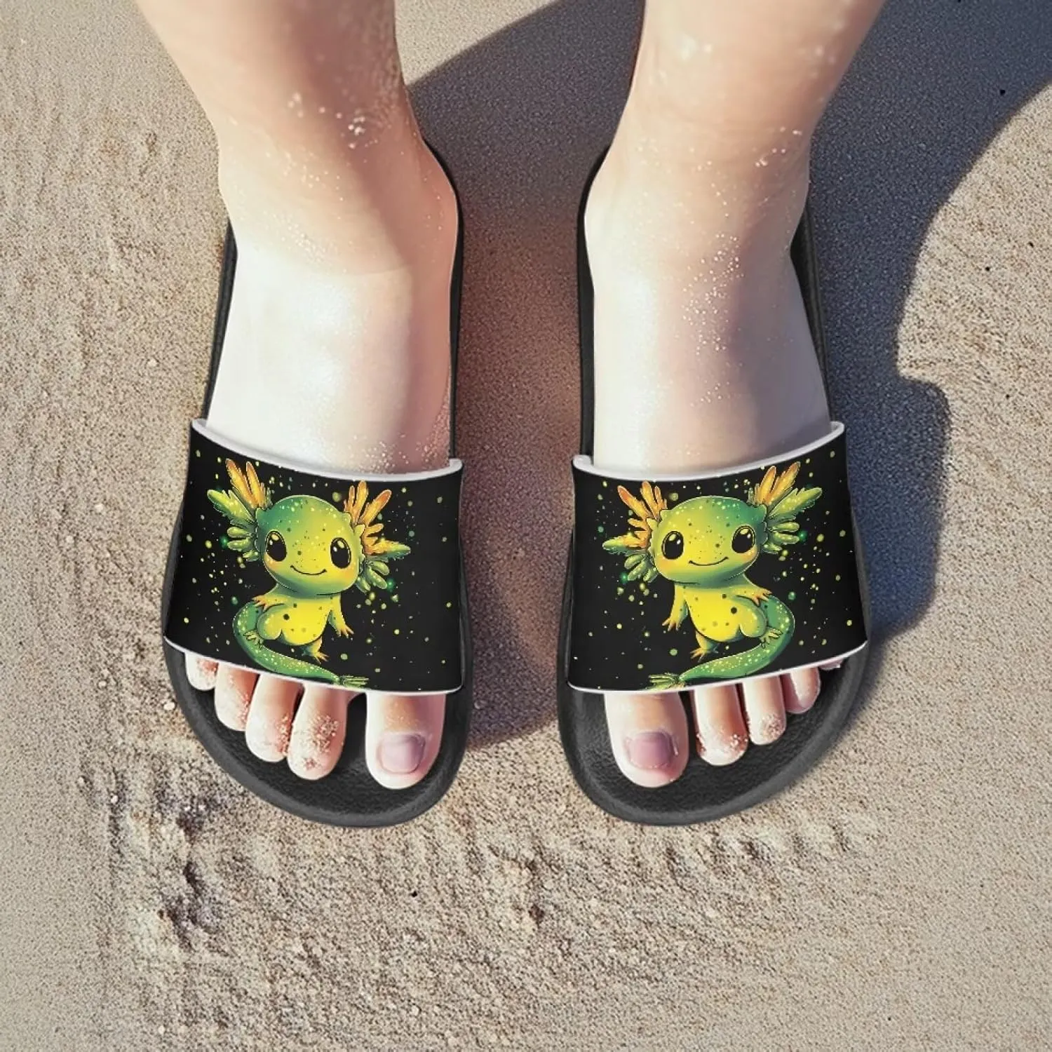 Girls Slide Sandals Axolotl Theme Summer Slippers for Kids Shower Shoes