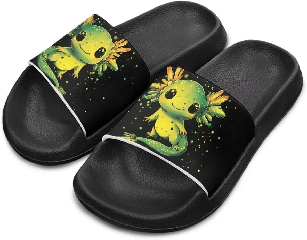 Girls Slide Sandals Axolotl Theme Summer Slippers for Kids Shower Shoes