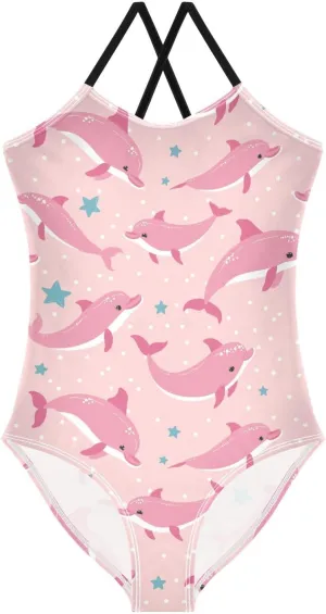 Girls Swimsuit One Piece Bathing Suit with Adjustable Straps Little Kids Swimming Suits Beach Swimwear for 3-10 Years