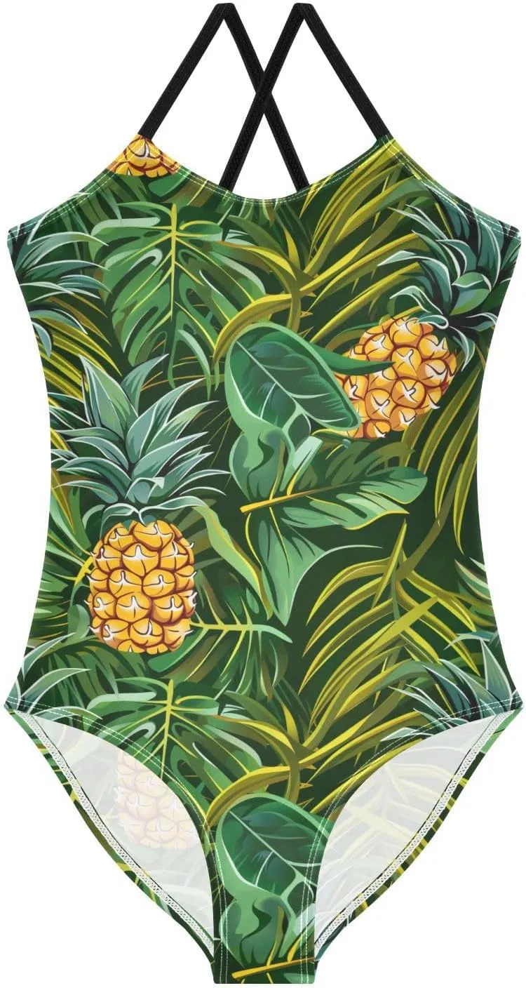 Girls Swimsuit One Piece Bathing Suit with Adjustable Straps Little Kids Swimming Suits Beach Swimwear for 3-10 Years