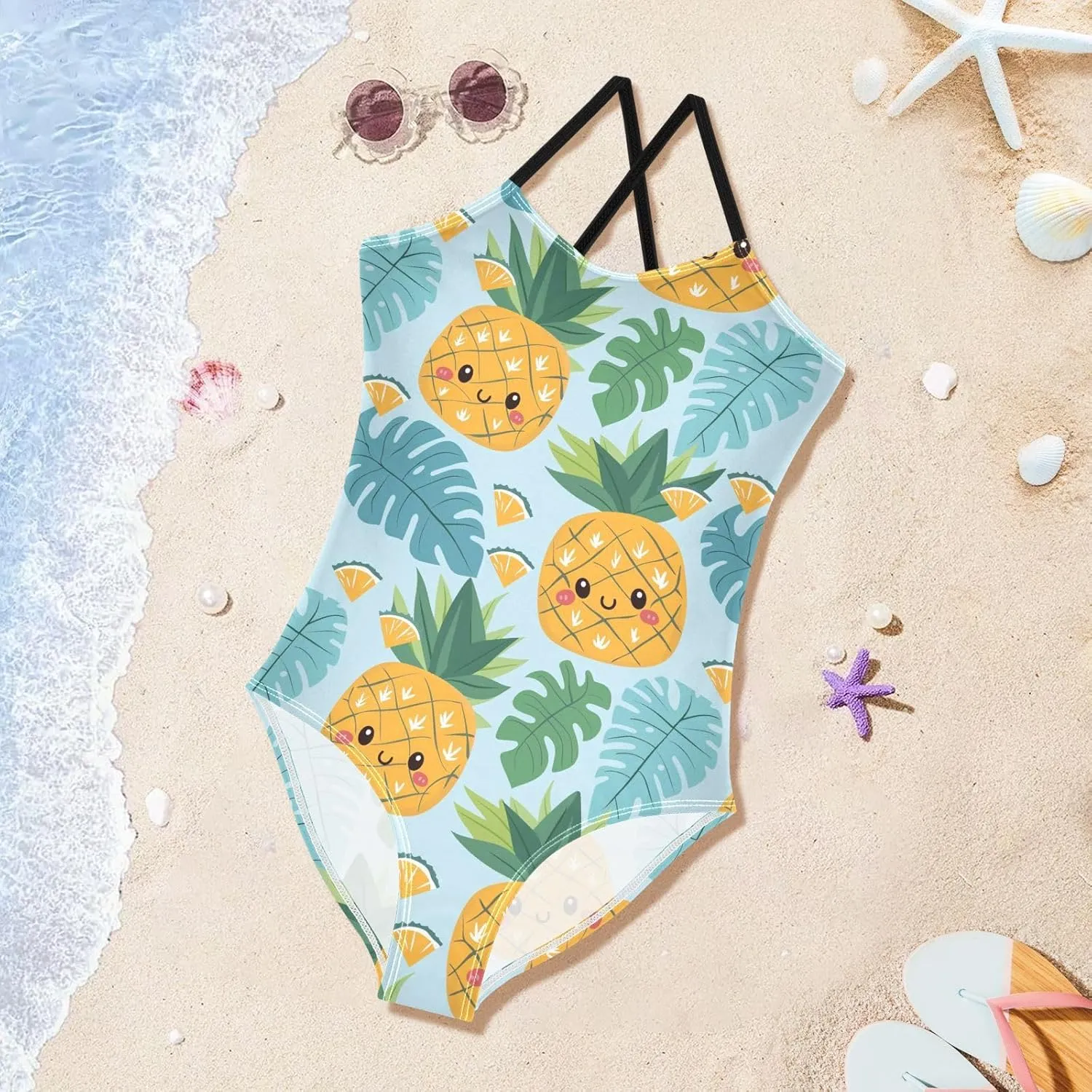 Girls Swimsuit One Piece Bathing Suit with Adjustable Straps Little Kids Swimming Suits Beach Swimwear for 3-10 Years