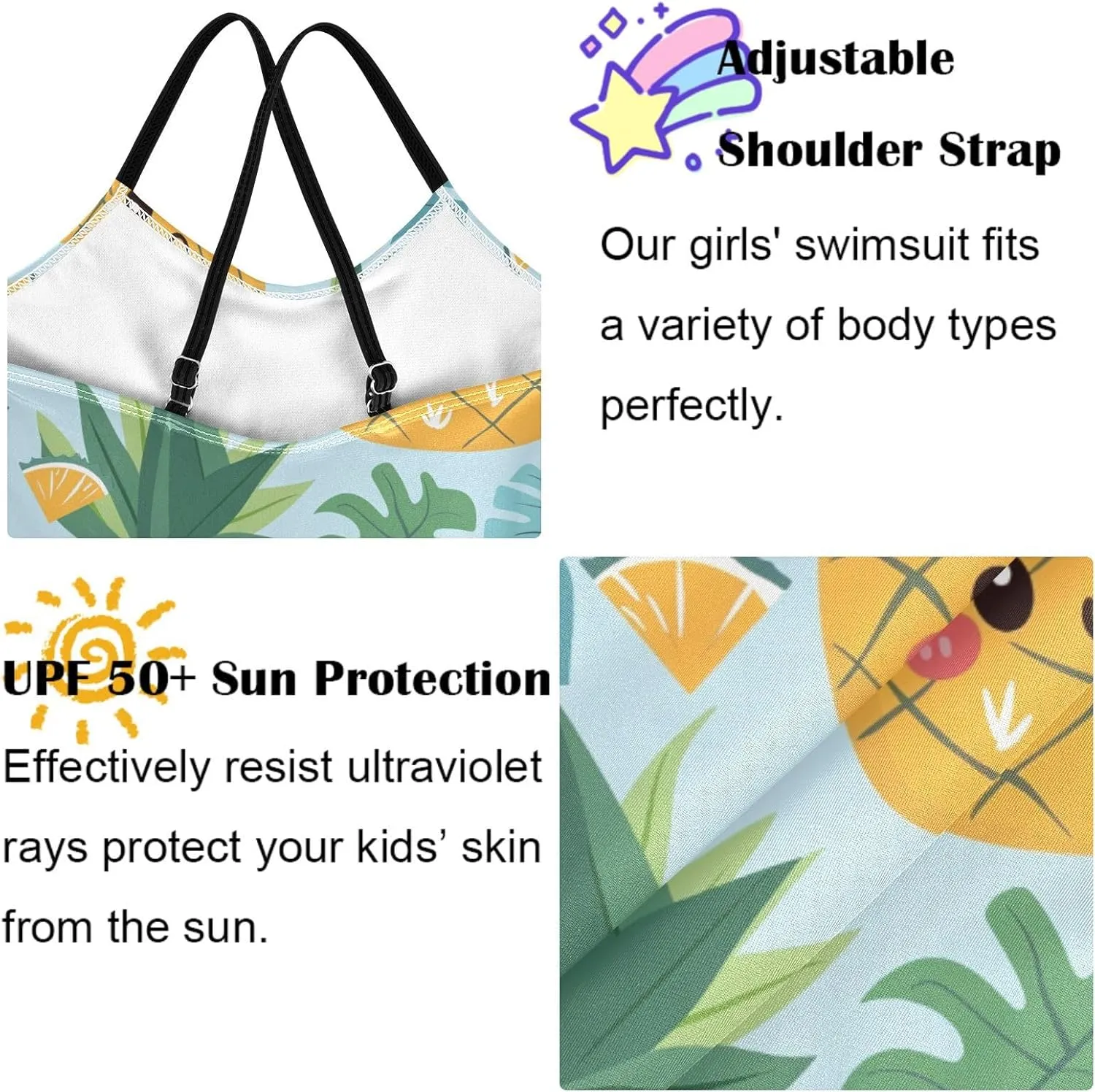 Girls Swimsuit One Piece Bathing Suit with Adjustable Straps Little Kids Swimming Suits Beach Swimwear for 3-10 Years