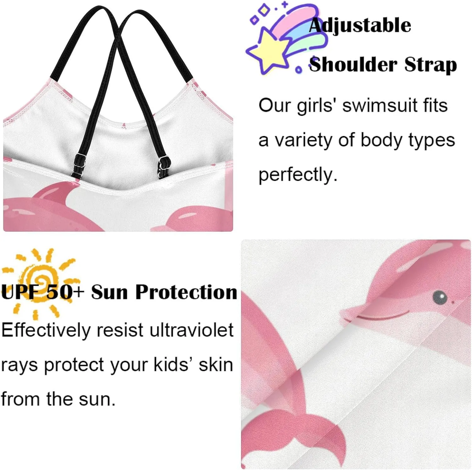 Girls Swimsuit One Piece Bathing Suit with Adjustable Straps Little Kids Swimming Suits Beach Swimwear for 3-10 Years
