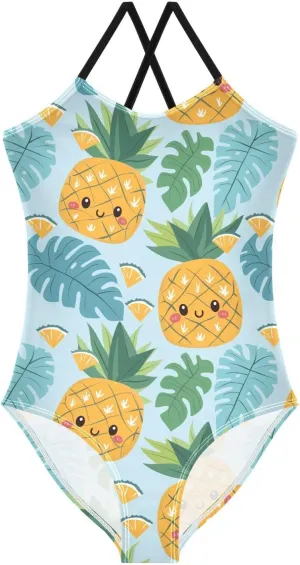 Girls Swimsuit One Piece Bathing Suit with Adjustable Straps Little Kids Swimming Suits Beach Swimwear for 3-10 Years